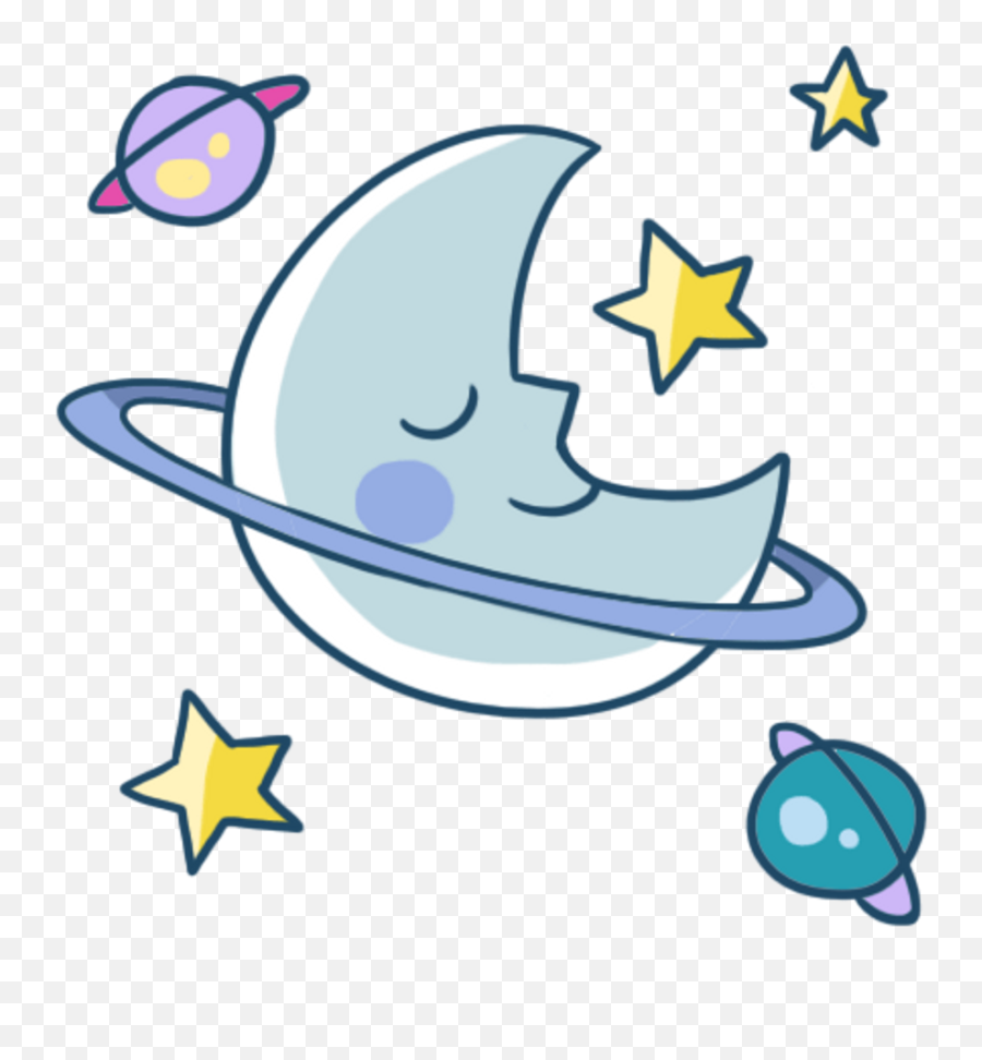 Cute Star Night Sleep Meteor Planet - Cute Sleep Clipart Emoji,Boat Moon Emoji