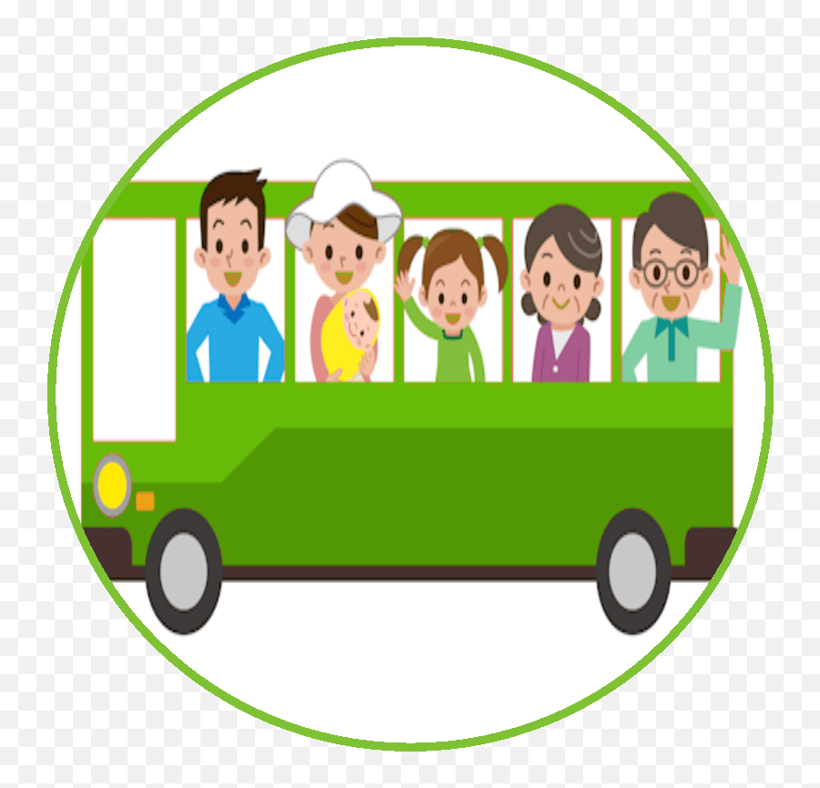 Bus Travel People Green Clipart - Full Size Clipart Bus With People Clipart Emoji,Bus Emoji