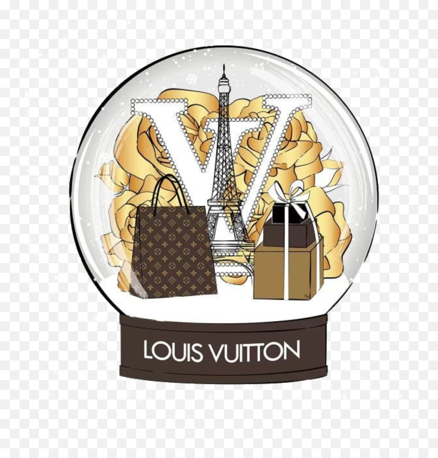 Snowglobe Louisvuitton Roses Sticker - Louis Vuitton Emoji,Snow Globe And Cookie Emoji