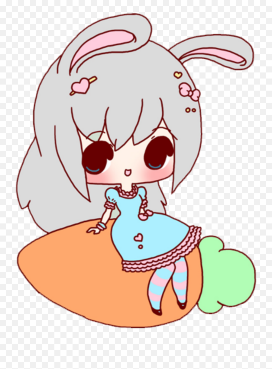 Mq Bunny Ears Carrot Girl Chibi - Cartoon Emoji,Bunny Ears Emoji