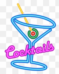 Faux Neon Cocktails Sign - Png Emoji