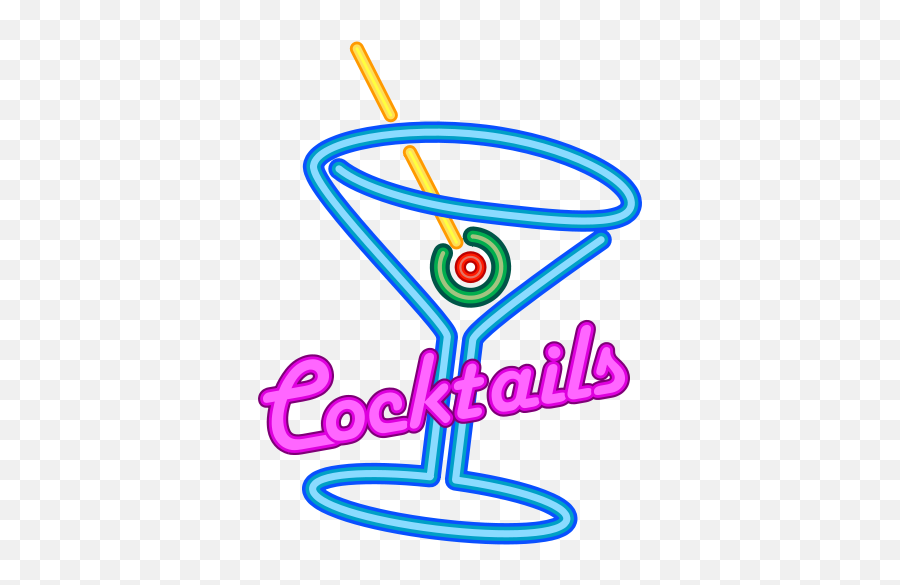 Faux Neon Cocktails Sign - Cocktails Sign Png Emoji,Martini Glass And Party Emoji