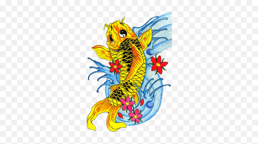 Koi Fish Tattoo Transparent Png - Tattoo Designs Koi Fish Yellow Emoji,Koi Fish Emoji