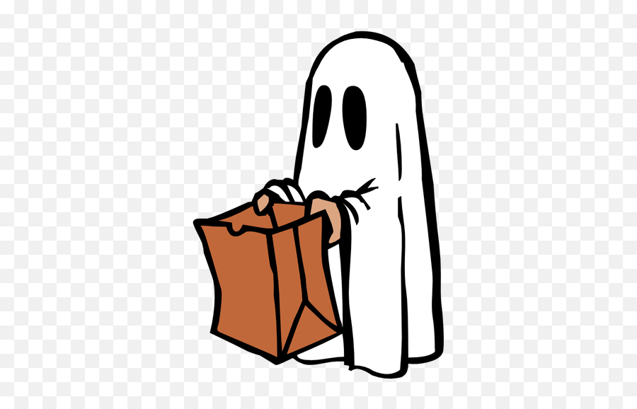 Ghost With Brown Bag Vector Image - Ghost Trick Or Treat Emoji,Big Fire Emoji
