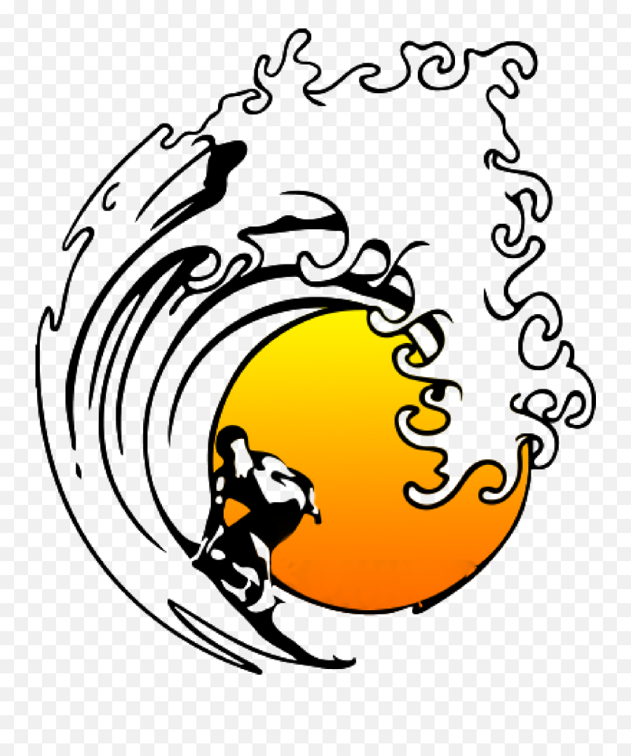 Pipeline Wave Clip Art - Silhouette Surfer Wave Emoji,Tidal Wave Emoji