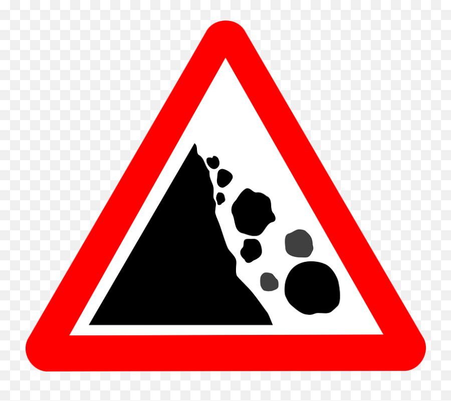 Free Falling Symbol Vectors - Rocks Falling Road Sign Emoji,Warning Emoji