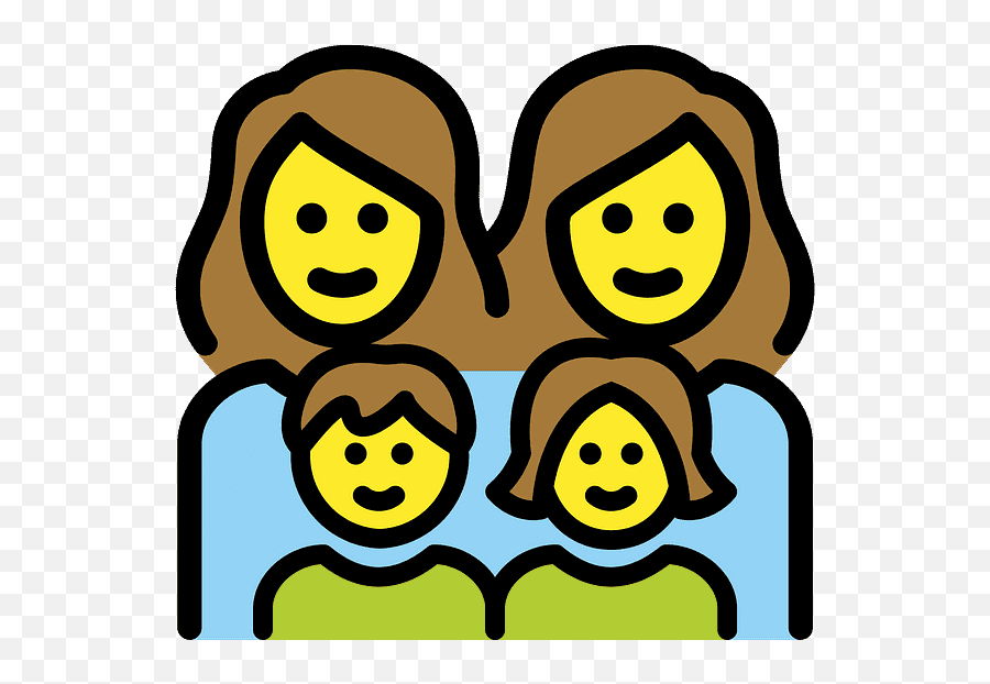 Family Woman Woman Girl Boy Emoji Clipart Free Download - Family Familia Emoticon,Party Emoji Face