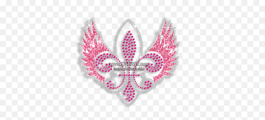 Pretty Pink Fleur De Lis With Wings Iron - Emblem Emoji,Fleur De Lis Emoji