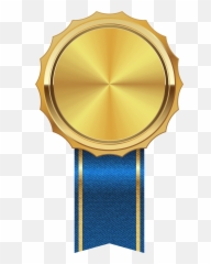 1887 Medal Free Clipart - Gold Blue Ribbon Png Emoji