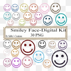 Glitter Smiley Face Digital Kit - Emoji