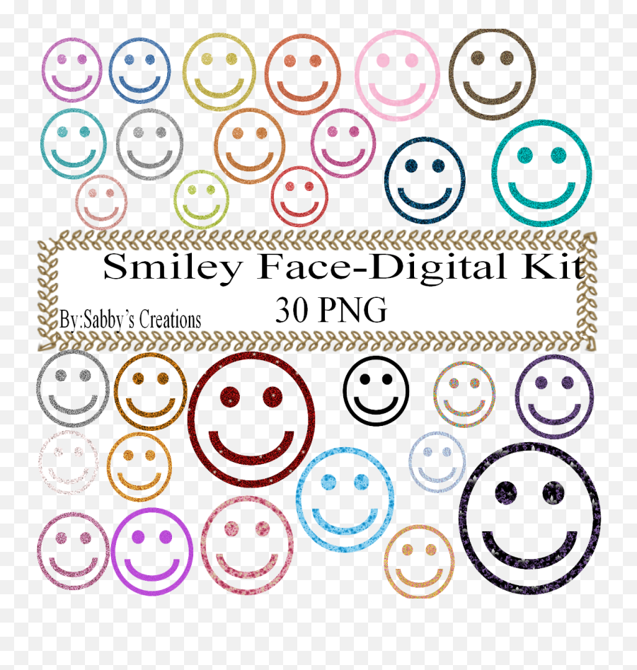 Glitter Smiley Face Digital Kit - Smiley Emoji,Emoticon Jewelry