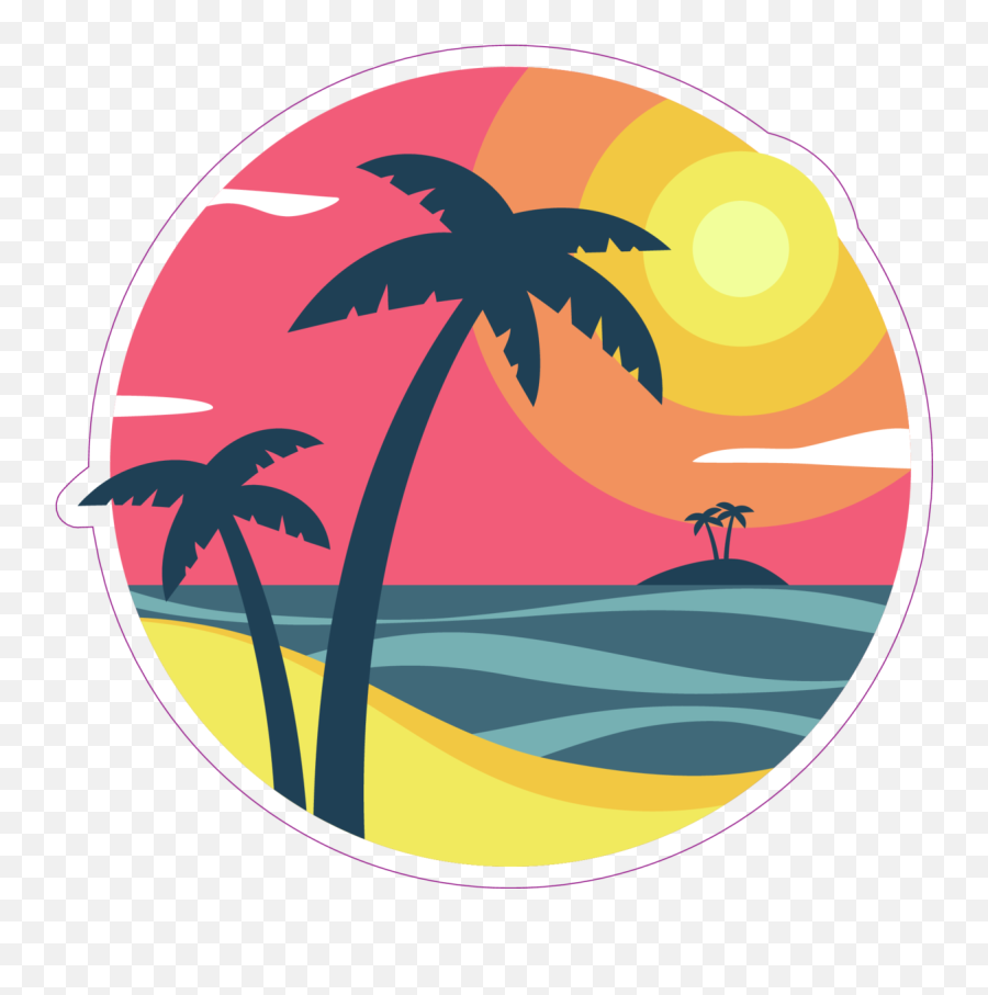 Sunrise With Palm Trees On A Tropical Island Sticker - Palm Island Palm Tree Clipart Emoji,Palm Tree Emoji