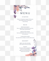 Diy Floral Menu Card Template With Purple Flowers - Brochure Emoji,Bacon Emoji