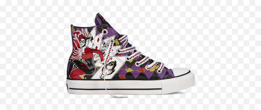 Harley Hightops Harley Quinn Converse - Purple Harley Quinn Converse Emoji,Emoji Converse Shoes