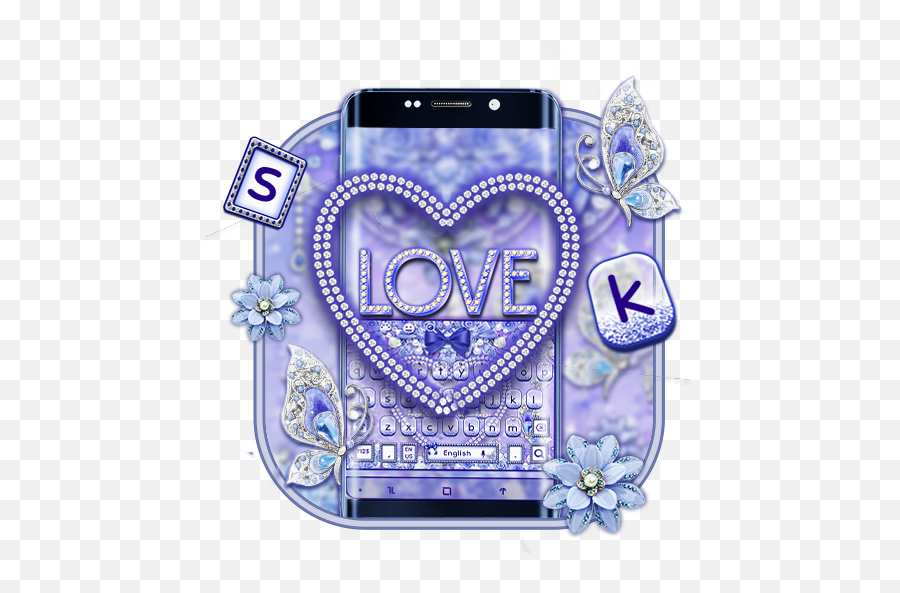 Glitter Purple Love Keyboard Theme - Illustration Emoji,Purple Heart Emojis