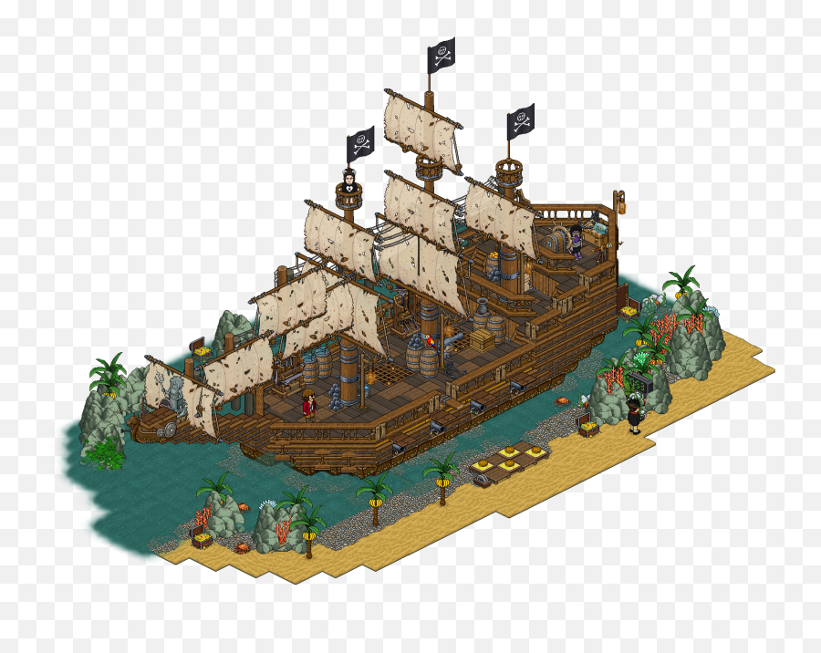 Habbo Pirate Ship By Pulx - Habbocreate Architecture Emoji,Boat Emoticon