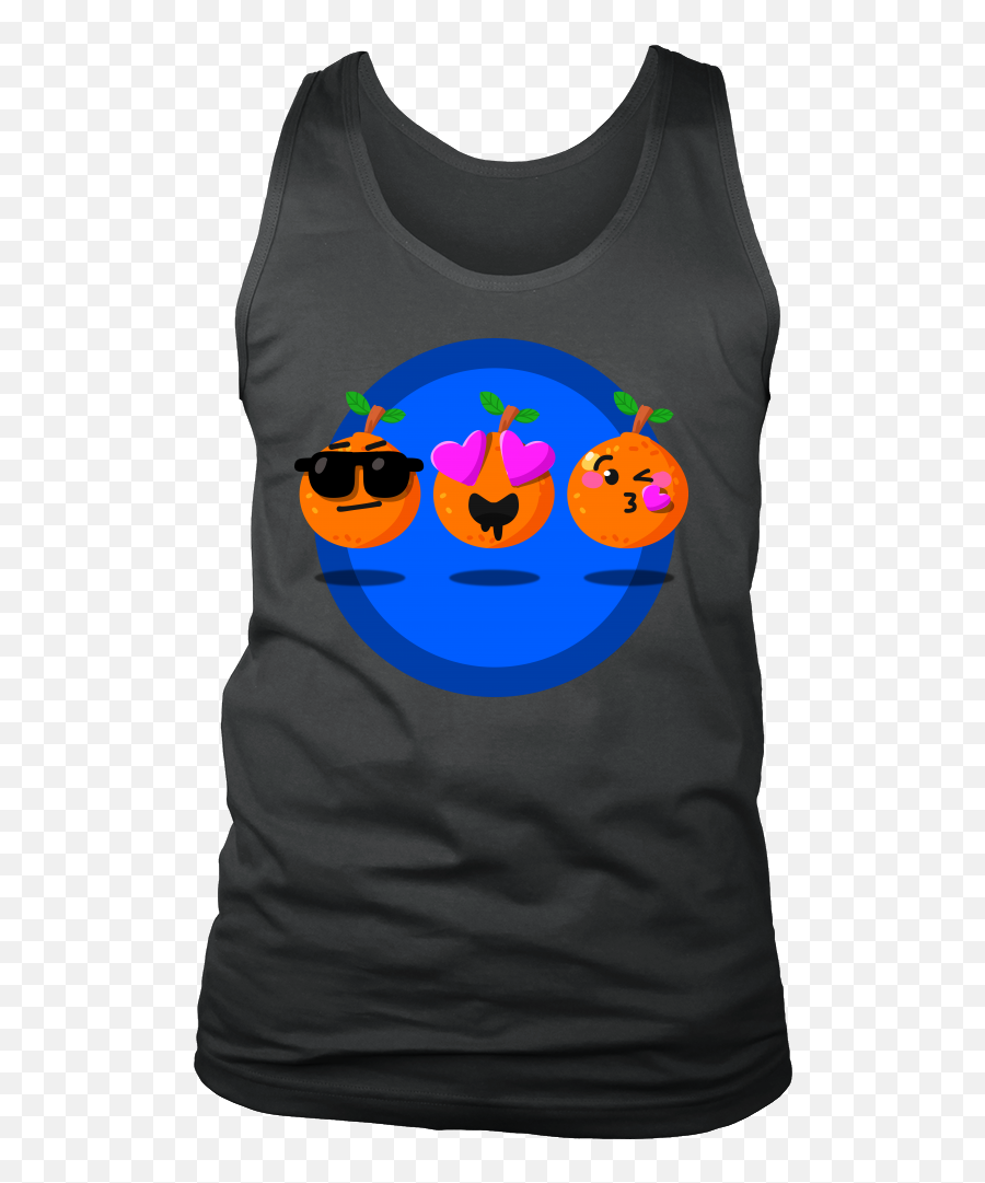 Funny Cartoon Fruit Feeling Mood In Love Orange Face Menu0027s Tank - Sleeveless Shirt Emoji,Feeling Loved Emoticon