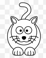 Kitten Clipart Black And White Free - Simple Cat Coloring Book Emoji,Puppy Eye Emoji