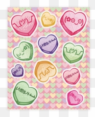 Candy Heart Stickers Sheets - Heart Emoji,Kawaii Emoji