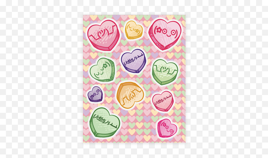 Candy Heart Stickers Sheets - Heart Emoji,Kawaii Emoji