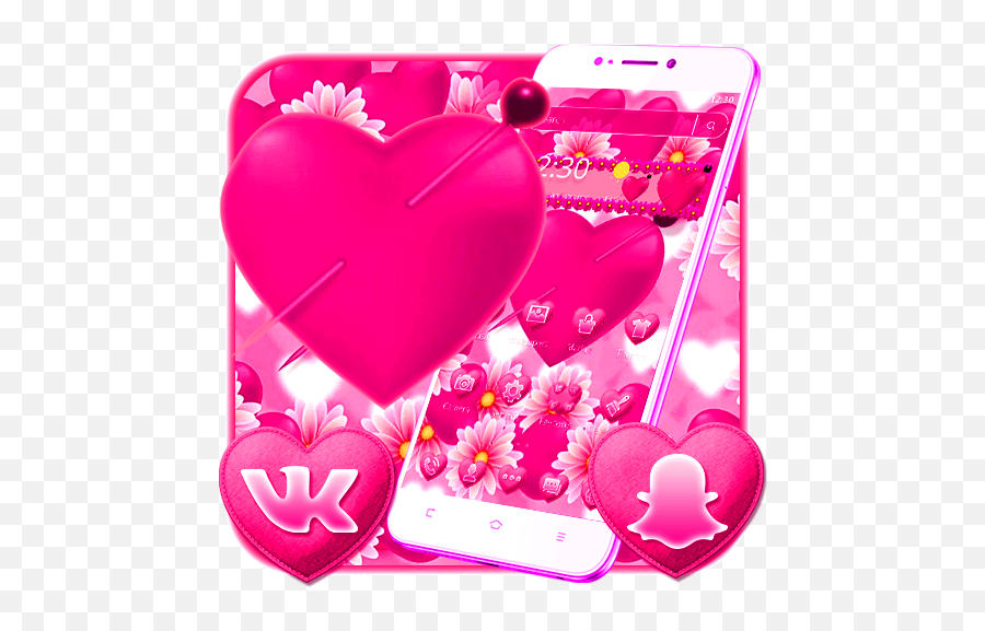 Pink Heart Flower Theme U2013 Apps On Google Play - Heart Emoji,Two Pink Hearts Emoji