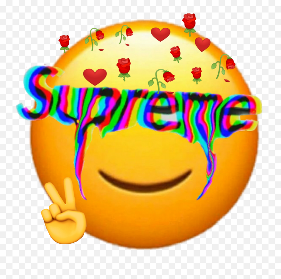 Emojifleursupremedoigt Sticker - Happy Emoji,Supreme Emoji