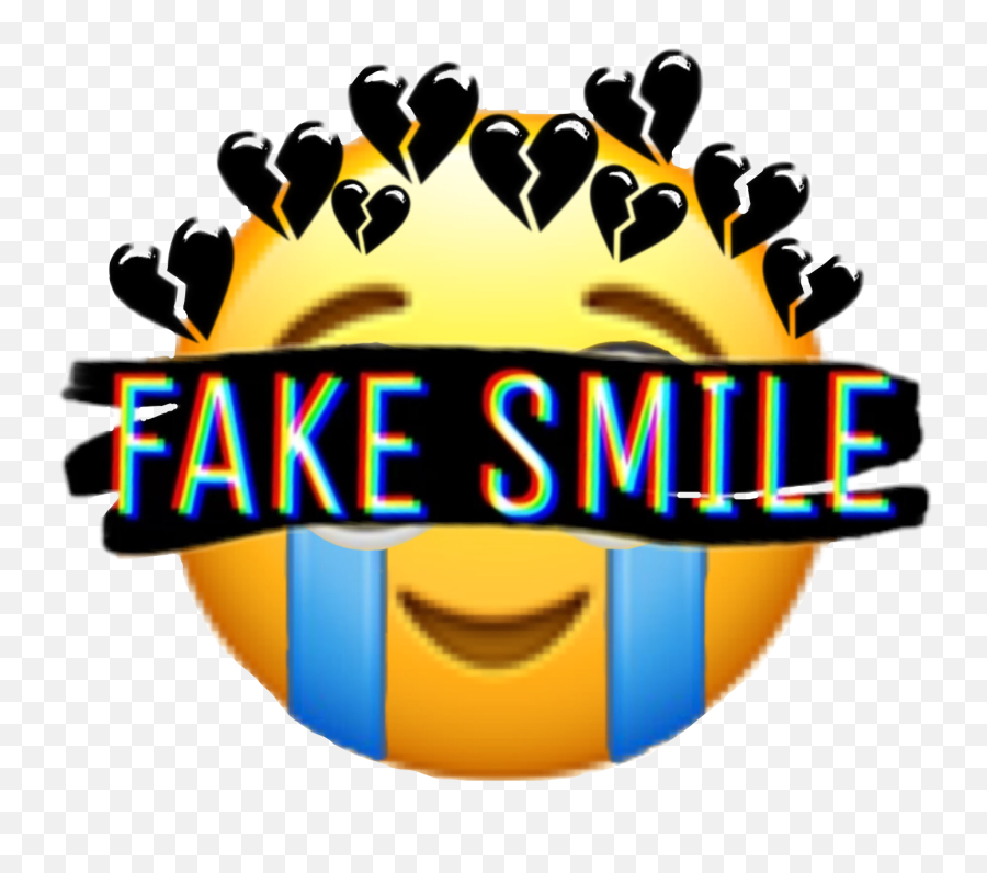 Fakesmile Lol Sad Broken Sticker - Black Broken Hearts Png Emoji,Fake Smile Emoji