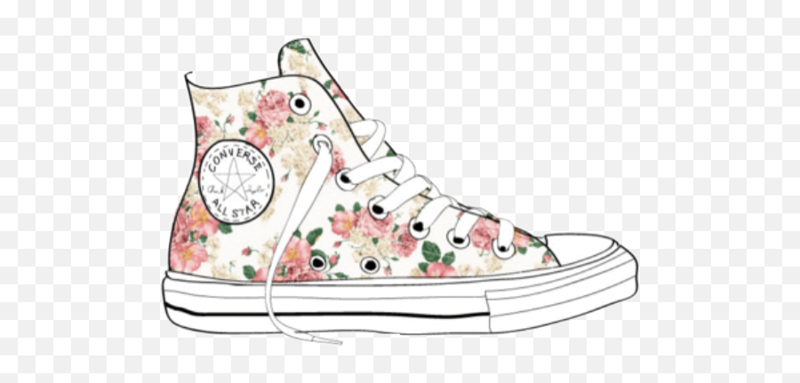 Converse Tumblr Zapatilla Flores - Flower Pattern Emoji,Converse Emoji