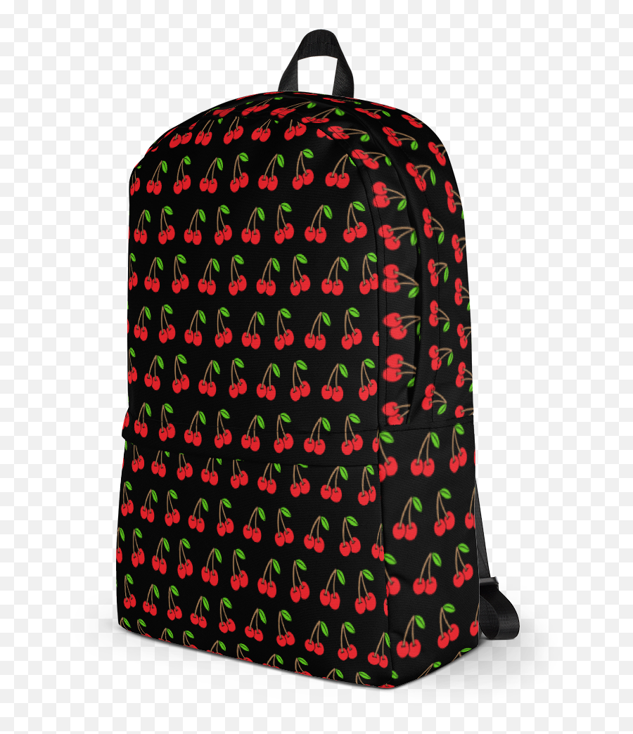 Cherries Black Backpack - Backpack Emoji,Emoji Face Backpack