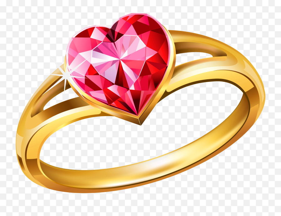 Gold Rings Heart Shaped Diamond Ring - Ring Clipart Emoji,Conflict Diamond Emoji