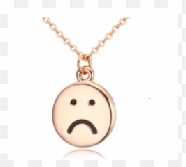 Smiley Sad Face Gold Plated Necklace - Zlaty Privesok Smajlik Emoji