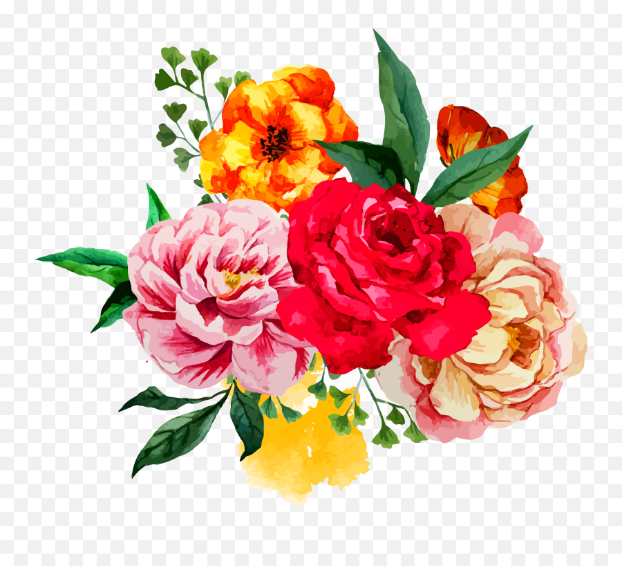 Clipart Flower Bunch - Flowers Drawing In Watercolor Emoji,Bouquet Emoji