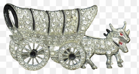 1940s Vintage Rhinestone Conestoga Covered Wagon Wheels Move Emoji