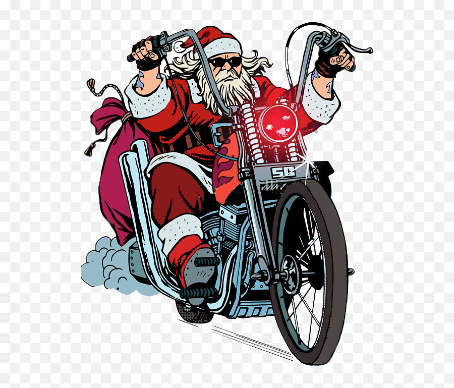 Santa Claus Harley Davidson Clipart - Motorcycle Christmas Emoji,Harley Davidson Emoji
