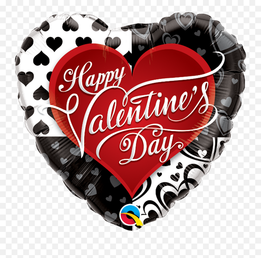 18q Happy Valentineu0027s Day Black Hearts10 Count - Havinu0027 A Valentine Heart Balloons On Stand Emoji,Valentine Emoticon