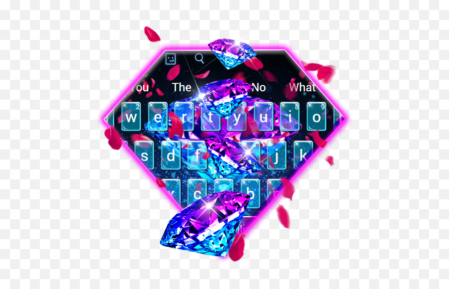 Glowing 3d Diamond Rose Petals Keyboard Theme - Graphic Design Emoji,Diamond Emoticon