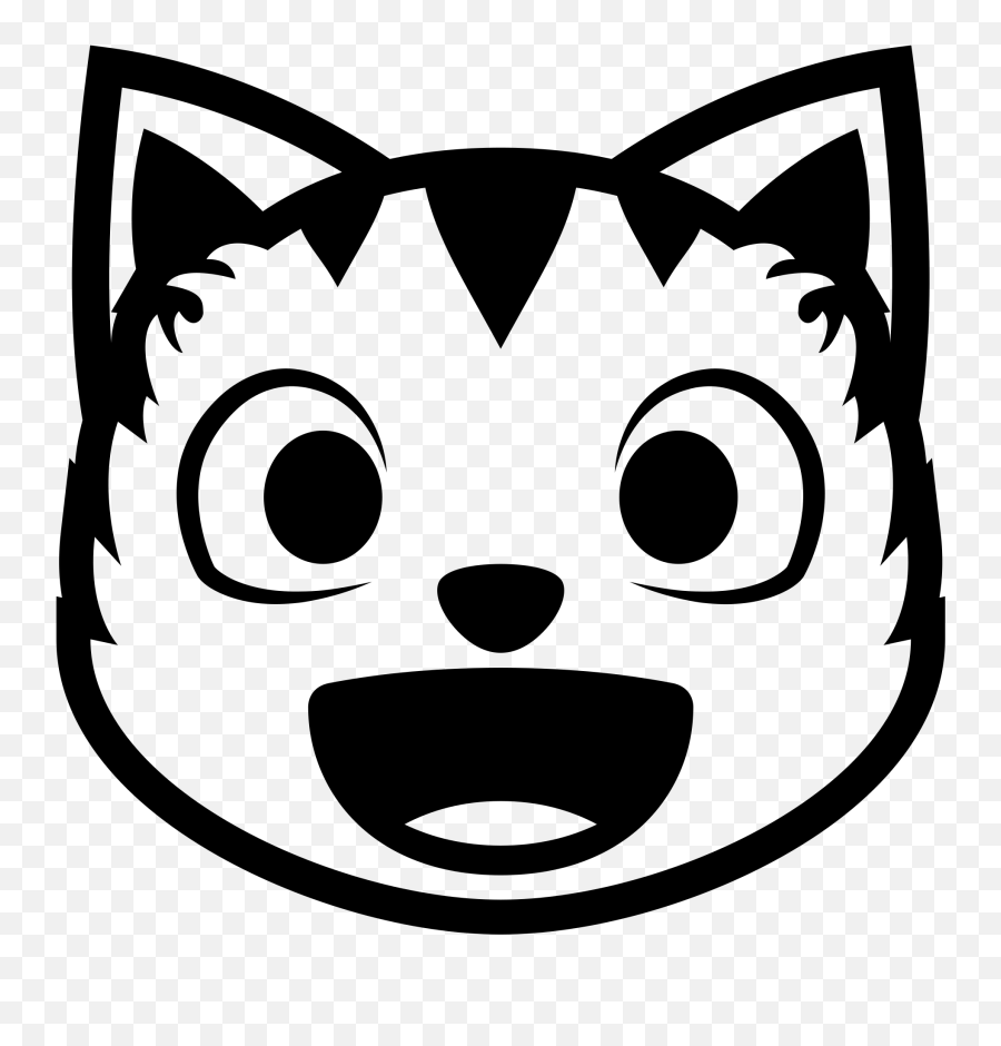 Emojione Bw 1f63a - Black And White Emoji Cat,Black Cat Emoji