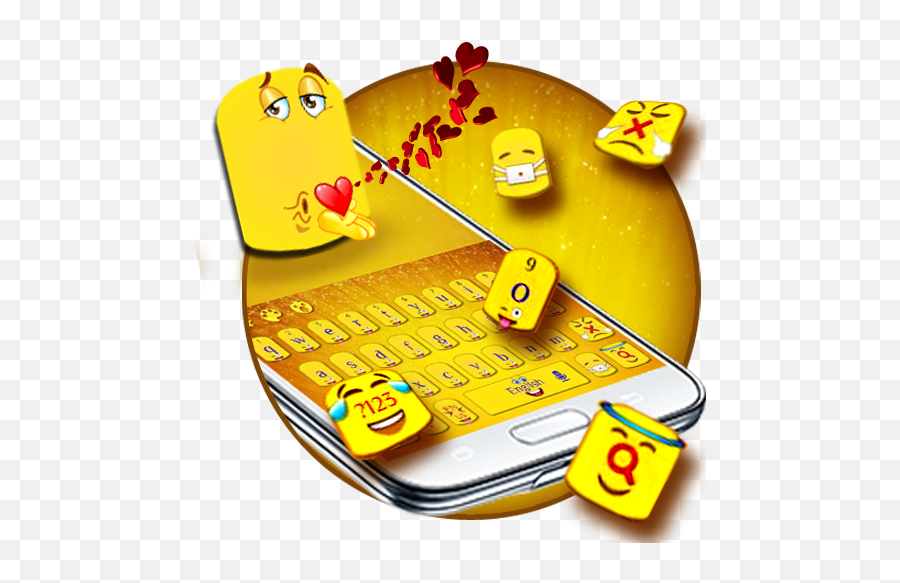 Golden Cute Emoji Keyboard Theme - Mobile Phone,Golden Emoji