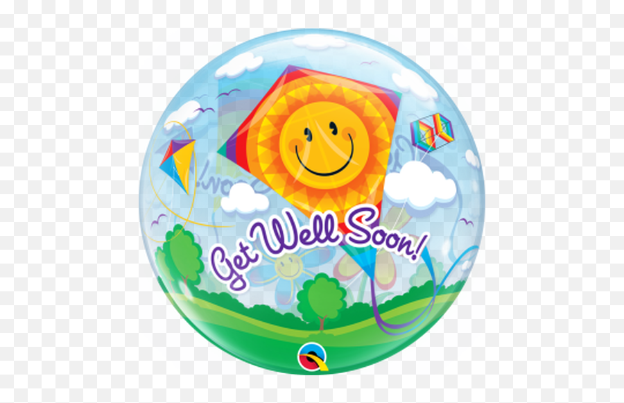 Get Well Soon Sunny Day 22 Bubble Balloon - Qualatex Bubbles Get Well Emoji,Get Well Soon Emoji