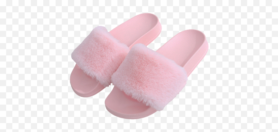 Pink Faux Fur Slippers Slippers - Womens Fur Slippers Emoji,Emoji Slippers