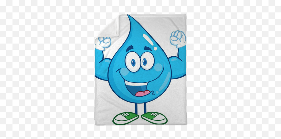 Water Drop Cartoon Mascot Character Showing Muscle Arms Plush Blanket U2022 Pixers U2022 We Live To Change - Cartoon Water Drop Drawing Emoji,Muscle Emoticon