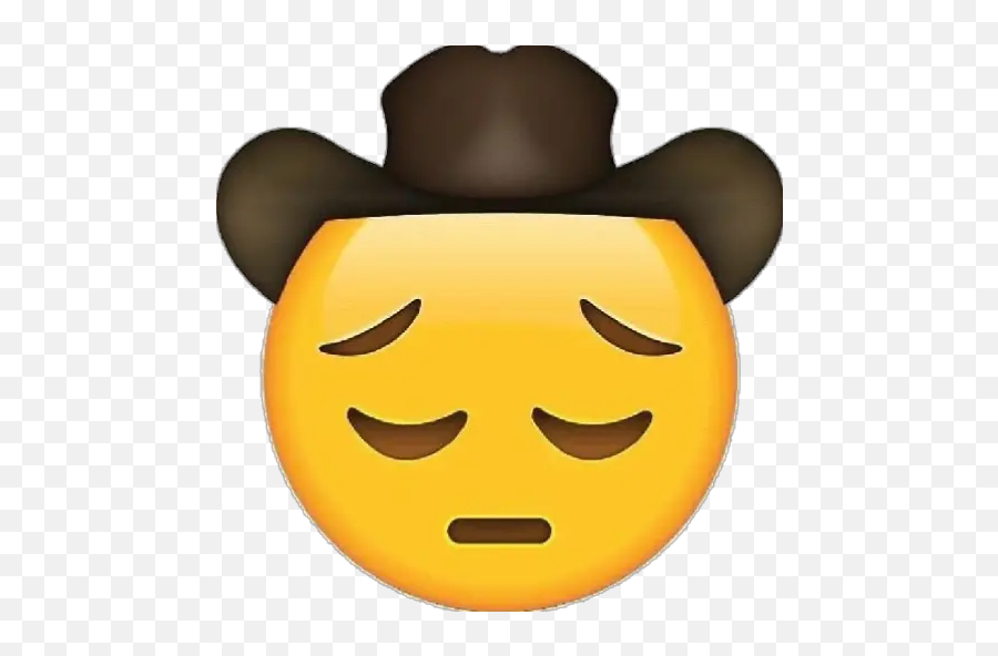 Emoji Jeans Stickers For Whatsapp - Sad Emoji With Cowboy Hat,Sponge Emoji