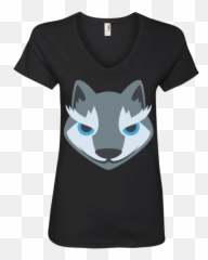 Wolf Face Emoji Ladies V - Hogwarts Wasn T Hiring Shirt,Grey Cat Emoji