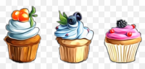 Popular And Trending Cupcakes Stickers - Watercolor Desserts Emoji,Emoji Cupcakes
