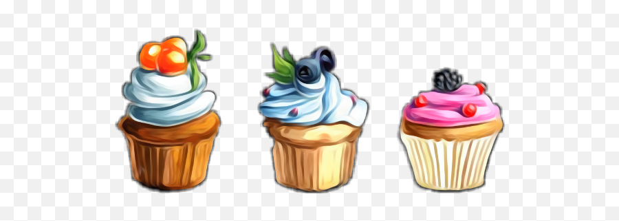 Popular And Trending Cupcakes Stickers - Watercolor Desserts Emoji,Emoji Cupcakes