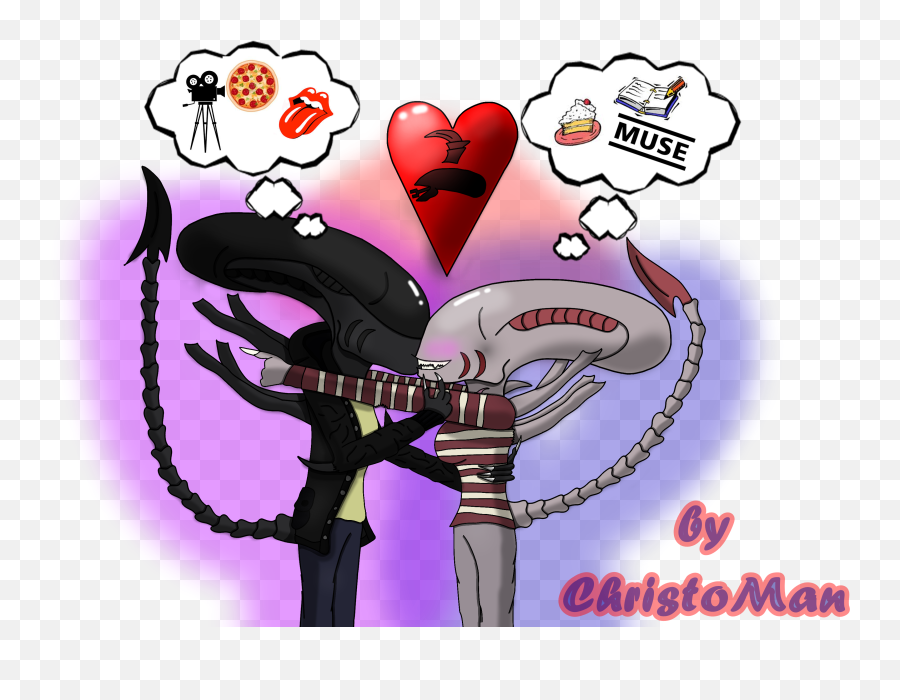 Birthday Kiss - Predator And Xenomorph Kissing Emoji,Xenomorph Emoji