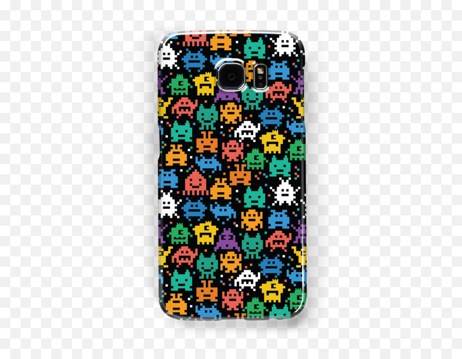 Pixelated Emoji Monster Pattern Illustration - Mobile Phone Case,Samsung Emoji