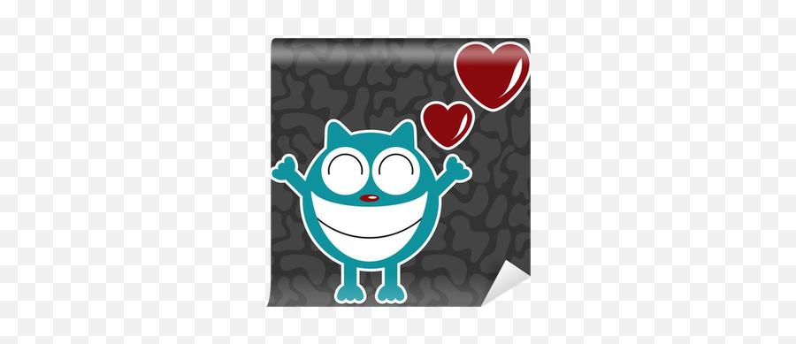 Funny Cat In Love Valentine Illustration Wall Mural U2022 Pixers - We Live To Change Cartoon Emoji,Valentine Emoticon