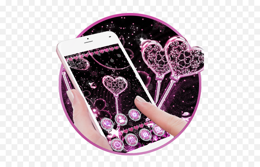 Pink Black Launcher Theme Live Hd Wallpapers U2013 - Iphone Emoji,Pink Hearts Emoji On Snapchat
