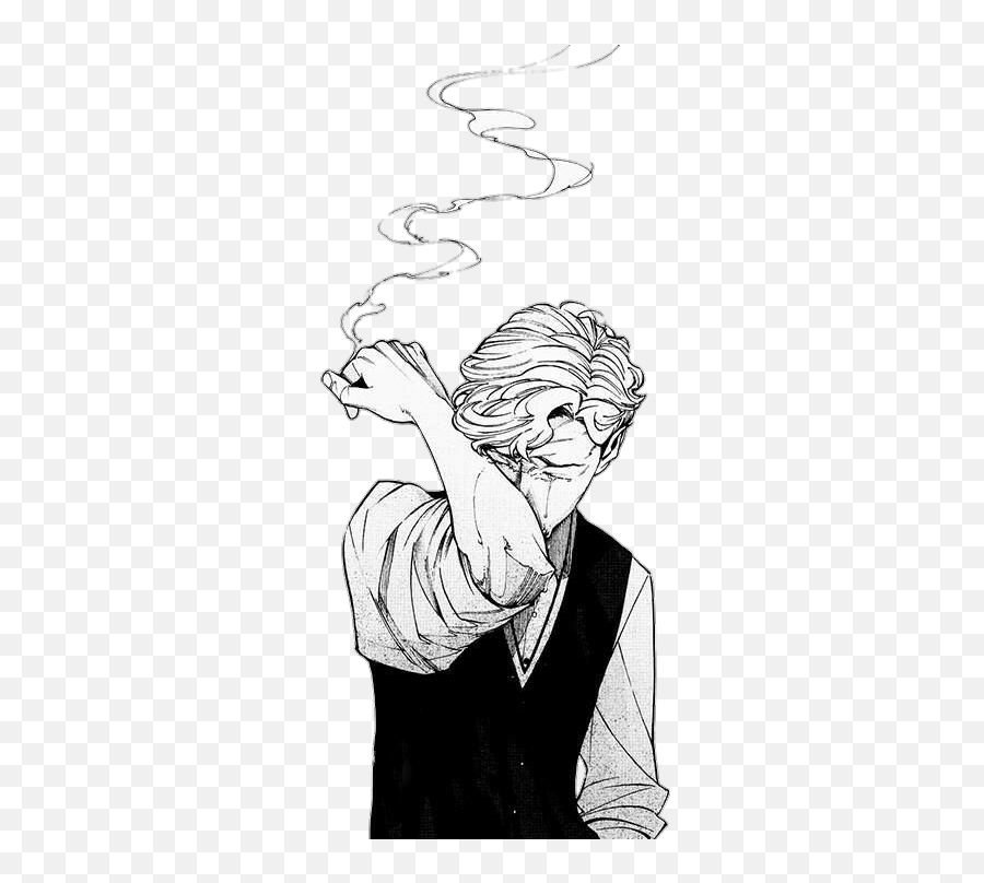 Download Hd Smoke Boy Man Manga Sad Draw Blackandwhite - Sad Alone Boy Smoking And Crying Emoji,Smoke Emoji Png